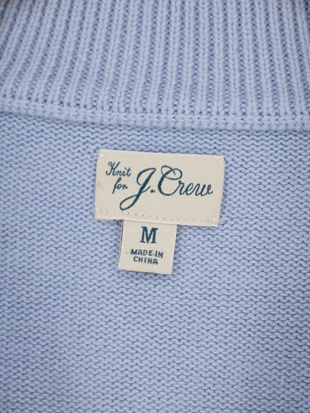J. CREW Heritage Cotton Quarter-Zip Sweater in Light Blue Size M